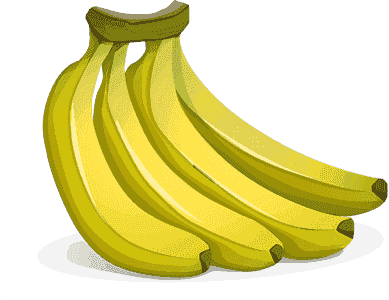 A cartoon illustration of a bunch of bananas